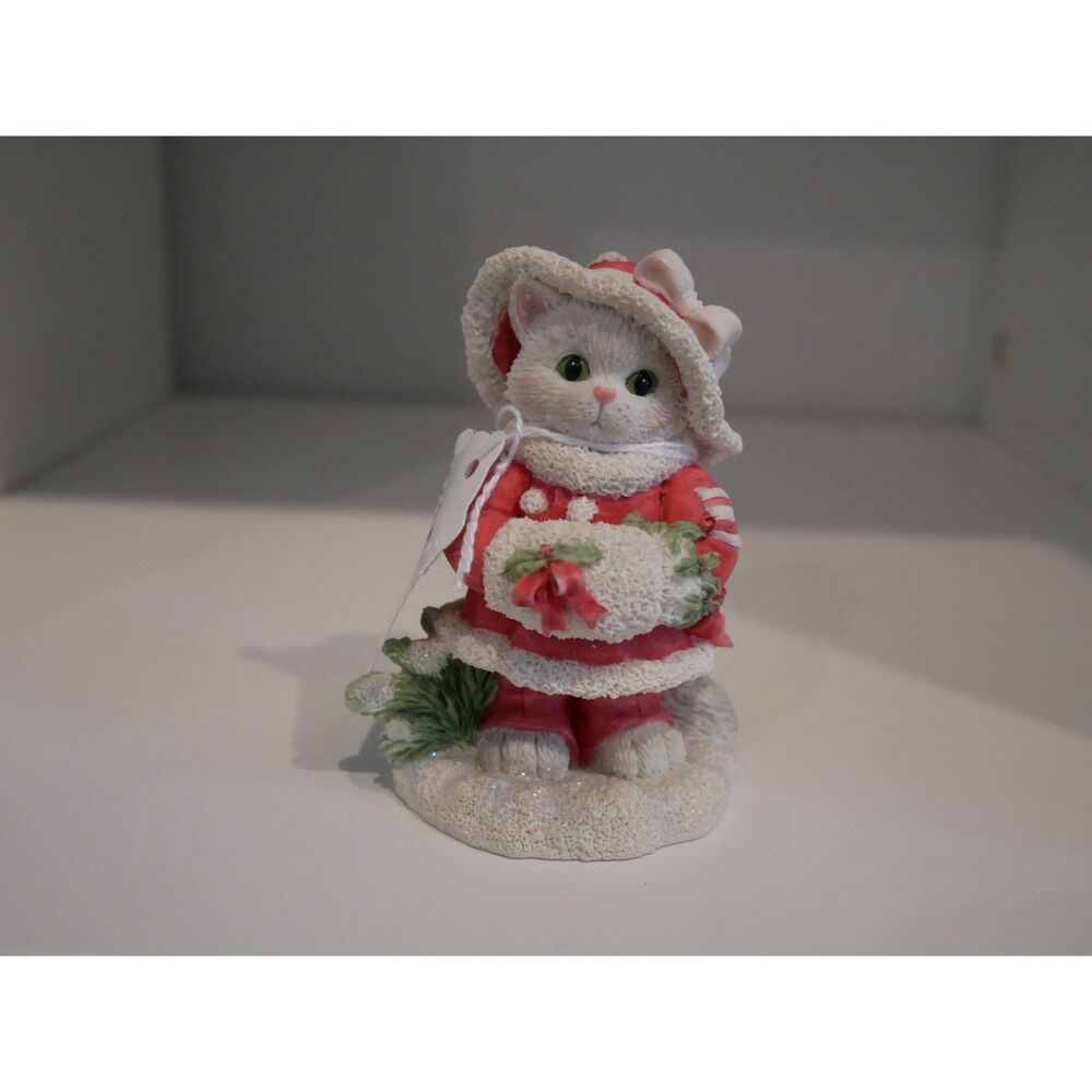 Calico Kittens Winter Wonderland Christmas Cat Figurine Enesco 1995 Vintage